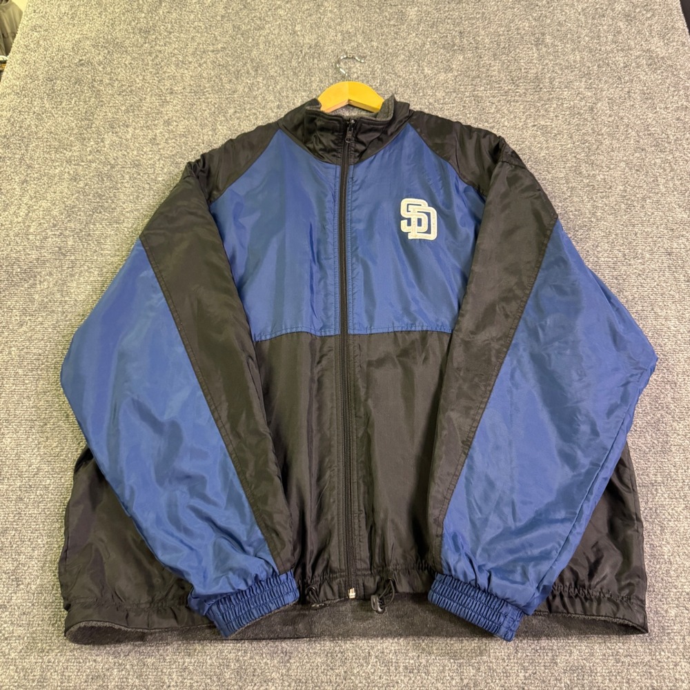 VTG San Diego Padres Reversible Varsity Jacket Mens XL Navy Blue BLK 90s MLB